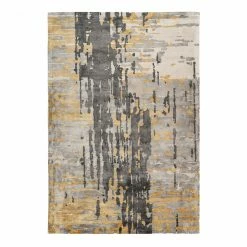 Kayoom Kurzflorteppich Sinai 225 - Viskose - Grau / Gold - 80 x 150 cm