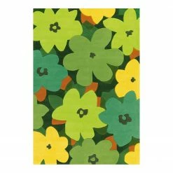 Kayoom Kurzflorteppich Sam Flowers I - Acryl - Grün - 170 x 240 cm
