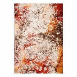 Top Square Kurzflorteppich Autumn - Baumwolle / Polyester - Beige / Rot - 120 x 180 cm