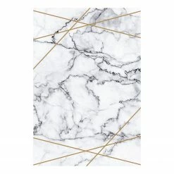 Top Square Kurzflorteppich Marmori - Baumwolle / Polyester - Weiß / Gold - 160 x 230 cm