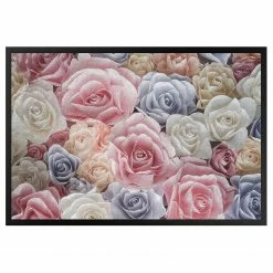 Bilderwelten Fußmatte Pastell Paper Art Rosen - Mischgewebe - Mehrfarbig - 70 x 50 cm