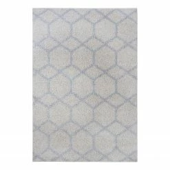 Top Square Hochflorteppich Rold - Kunstfaser - Creme / Grau - 140 x 200 cm