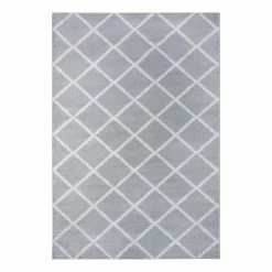 Top Square Kurzflorteppich Djeld - Kunstfaser - Hellgrau - 140 x 200 cm