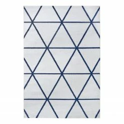 Top Square Kurzflorteppich Estvad - Kunstfaser - Beige / Blau - 80 x 150 cm