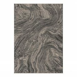 Top Square In-/Outdoorteppich Strauss - Kunstfaser - Schwarz / Grau - 160 x 230 cm