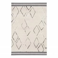 Top Square Kurzflorteppich Fil - Kunstfaser - Weiß / Schwarz