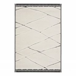 Top Square Kurzflorteppich Inga - Kunstfaser - Weiß / Schwarz