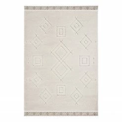 Top Square Kurzflorteppich Emily - Kunstfaser - Weiß / Grau