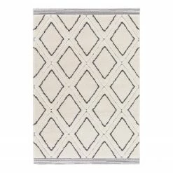 Top Square Kurzflorteppich La Bocca - Kunstfaser - Weiß / Schwarz