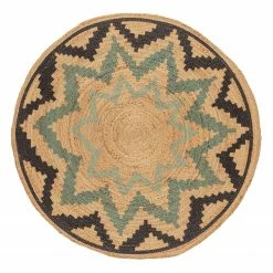 Top Square Kurzflorteppich Arena I - Jute / Polyester - Schwarz / Hellblau