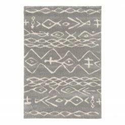 Top Square Kurzflorteppich Buttlar - Kunstfaser - Grau / Weiß - 120 x 170 cm