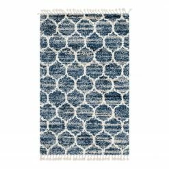 Top Square Hochflorteppich Top Shag I - Polypropylene / Jute - Blau - 150 x 245 cm