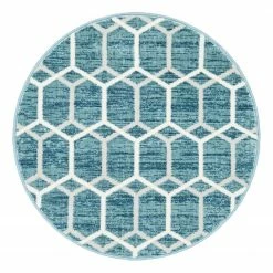 Top Square Kurzflorteppich Titan Trellis III - Polypropylene / Jute - Blau