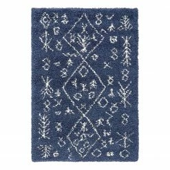 Top Square Kurzflorteppich Temara Shag III - Polypropylene / Jute - Marineblau - 120 x 185 cm