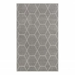 Top Square Kurzflorteppich Crosses Frieze I - Polypropylene / Baumwolle - Lichtgrau - 150 x 245 cm