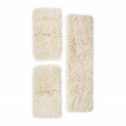 THEKO die markenteppiche Bettumrandung Flokos 1250 (3-teilig) - Schurwolle - Natural
