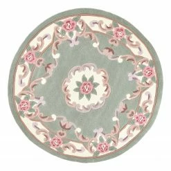 THEKO die markenteppiche Kurzflorteppich Ming III - Polyacryl - Grün - Durchmesser: 190 cm