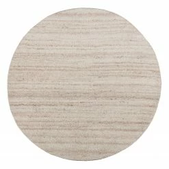 THEKO die markenteppiche Wollteppich Royal Berber I - Schurwolle - Melange - Beige - Durchmesser: 100 cm