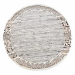 THEKO die markenteppiche Wollteppich Nakarta 6030 II - Schurwolle - Grau - Durchmesser: 190 cm