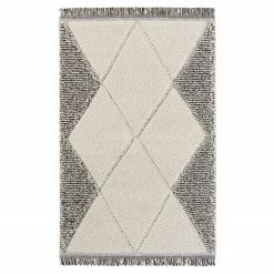 Mint Rugs Hochflorteppich Sinai - Polypropylen - Creme / Schwarz - 80 x 150 cm