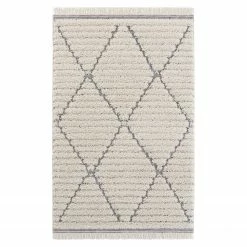 Mint Rugs Hochflorteppich Fulani - Polypropylen - Creme / Grau - 120 x 170 cm