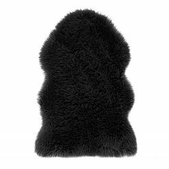 FLHF Hochflorteppich Okka II - Polyester - Schwarz - 75 x 150 cm