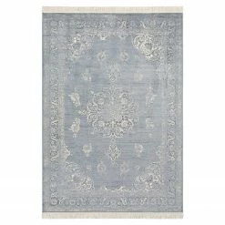 Nouristan Kurzflorteppich Keshan Diyala - Viskose - Creme / Blau - 140 x 200 cm