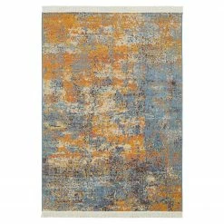 Nouristan Kurzflorteppich Robina - recycletes Polyester / recyclete Baumwolle / Polypropylen - Orange / Blaugrau - 120 x 170 cm