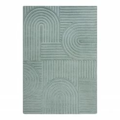 Flair Rugs Wollteppich Zen Garden - Wolle - Türkis - 120 x 170 cm
