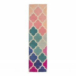 Flair Rugs Läufer Rosella - Wolle - Pink / Blau