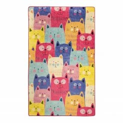 Top Square Kinderteppich Cats - Samtstoff - Multicolor - 140 x 190 cm