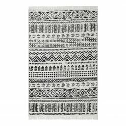 Top Square Kurzflorteppich Maupas - Baumwolle - Weiß / Schwarz