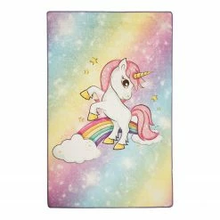 Top Square Kinderteppich Unicorn - Samtstoff - Mehrfarbig - 140 x 190 cm