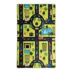 Top Square Kinderteppich Green City - Samtstoff - Grün