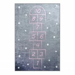 Top Square Kinderteppich Hopscotch - Samtstoff - Grau - 100 x 160 cm