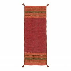 Carpetfine Läufer Kelim Azizi - Baumwolle - Rot - 80 x 400 cm