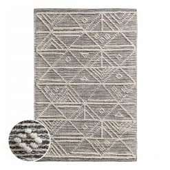 Butlers Kurzflorteppich GOOD LOOM - Wolle / Baumwolle - Dunkelbraun / Creme