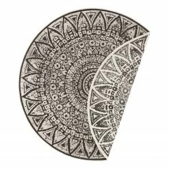 Freundin Home Collection In-/Outdoor Wendeteppich Lilja - Polypropylen - Schwarz - Durchmesser: 140 cm