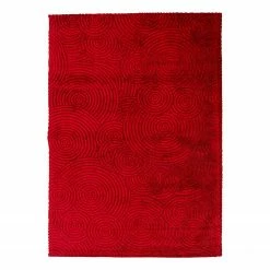 Kare Design Kurzflorteppich Tondo - Baumwolle / Viskose - Rot