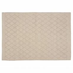 Top Square Wollteppich Sybil I - Wolle / Nylon / Baumwolle - Beige