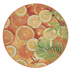 SANSIBAR In-/ Outdoorteppich Rantum Beach 001 II - Kunstfaser - Orange - Durchmesser: 190 cm