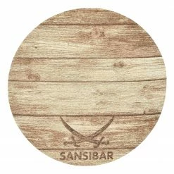 SANSIBAR Kurzflorteppich Keitum 009 II - Polyester / Baumwolle - Braun - Durchmesser: 160 cm