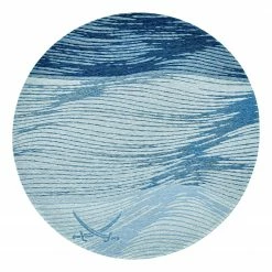 SANSIBAR Kurzflorteppich Keitum 007 II - Polyester / Baumwolle - Blau - Durchmesser: 100 cm