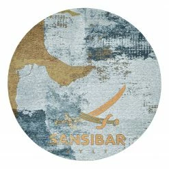 SANSIBAR Kurzflorteppich Keitum 012 II - Polyester / Baumwolle - Gold / Mehrfarbig - Durchmesser: 100 cm