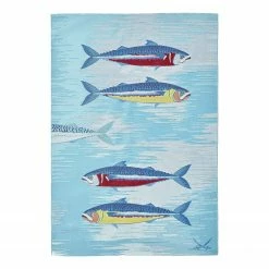 SANSIBAR In-/ Outdoorteppich Rantum Beach 015 - Kunstfaser - Türkis - 60 x 100 cm