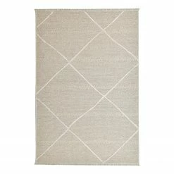 SANSIBAR Kurzflorteppich Braderup - Schurwolle / Viskose - Beige - 80 x 150 cm