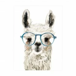 Bilderwelten Hippes Lama mit Brille III - 105 x 140 cm - Durchmesser: 140 cm