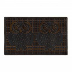 Relaxdays Fußmatte Gummi mit Eulen - Braun - Schwarz