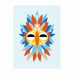 Bilderwelten Collage Ethno Maske - Papagei - 135 x 180 cm - Durchmesser: 180 cm