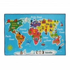 Relaxdays Kinderteppich Weltkarte 150x100 cm